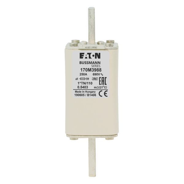 Fuse-link, high speed, 250 A, AC 1000 V, compact DIN 1, 43 x 61 x 138 mm, aR, DIN, IEC, type T indicator image 9