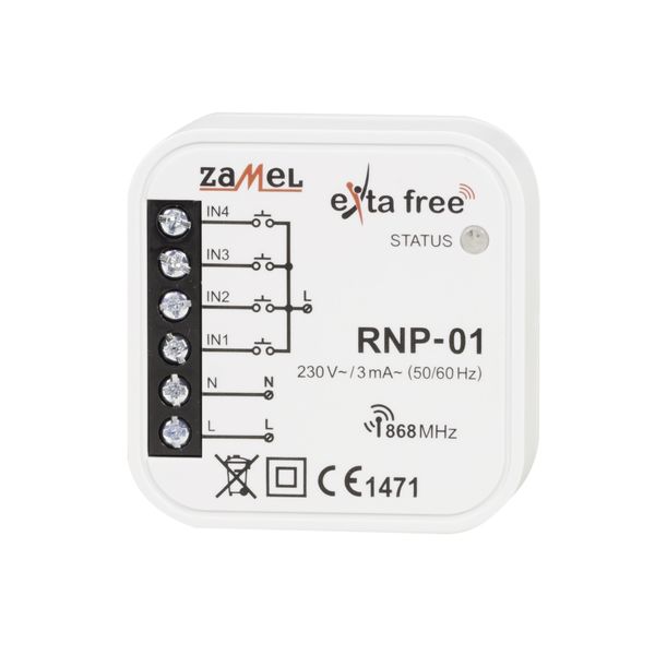 4-Channel flush-mounted radio transmitter type: RNP-01 image 1