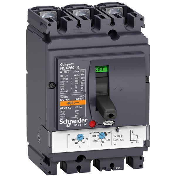 circuit breaker ComPact NSX250R, 200 kA at 415 VAC, TMD trip unit 160 A, 3 poles 3d image 4