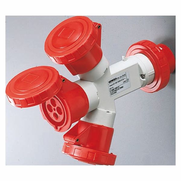 MULTIPLE SOCKET-COUPLERS 3 OUTPUTS IP67 - PLUG 16A - 2 SOCKET-OUTLETS 3P+E 400V 50/60HZ - RED - 6H image 2