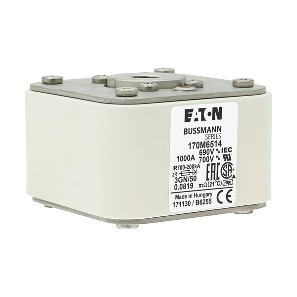 Fuse-link, high speed, 1000 A, AC 690 V, size 3, 76 x 92 x 53 mm, aR, IEC, UL, single indicator image 10