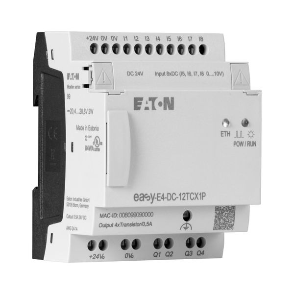 Control relays, easyE4 (expandable, Ethernet), 24 V DC, Inputs Digital: 8, of which can be used as analog: 4, push-in terminal image 10