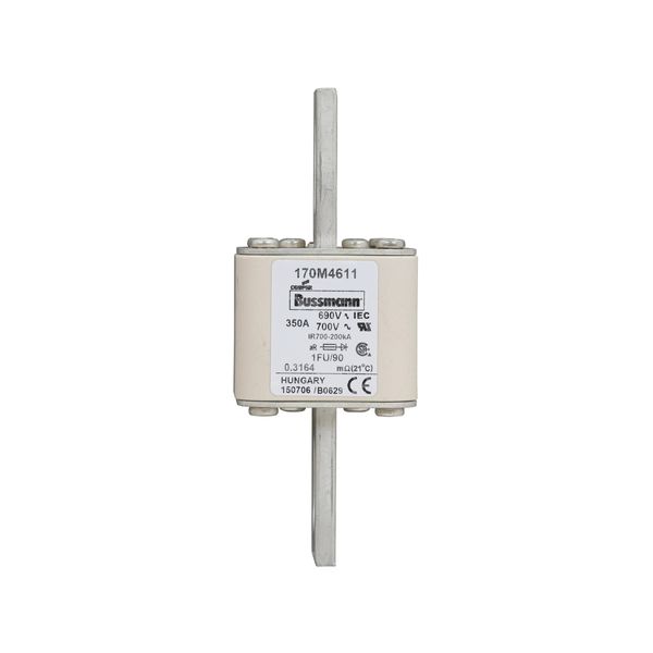 Fuse-link, high speed, 350 A, AC 690 V, size 1, 53 x 69 x 136 mm, aR, IEC, UL, no indicator, 90 mm centers image 14