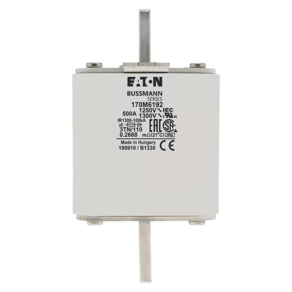 Fuse-link, high speed, 500 A, AC 1250 V, size 3, 76 x 90 x 139 mm, aR, DIN, IEC, type T indicator image 18