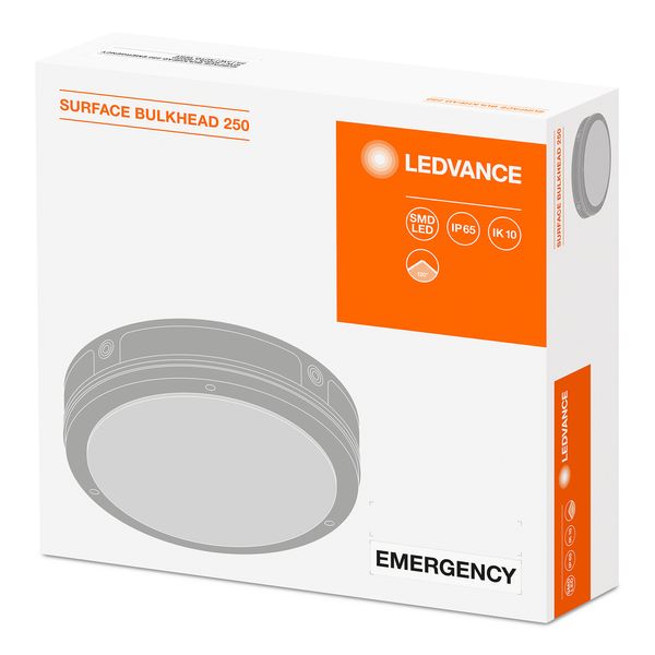 SURFACE BULKHEAD 250 EMERGENCY 10 W 3000 K BK IP65 image 2