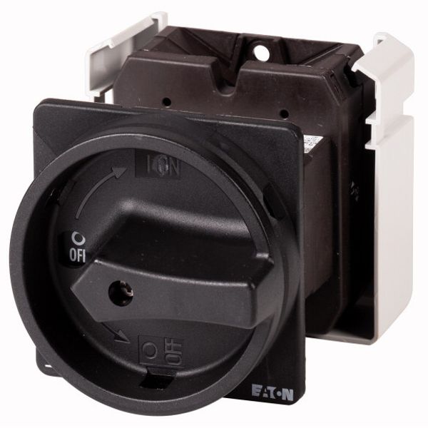 Main switch, T5, 100 A, rear mounting, 3 contact unit(s), 6 pole, STOP function, With black rotary handle and locking ring, Lockable in the 0 (Off) po image 1