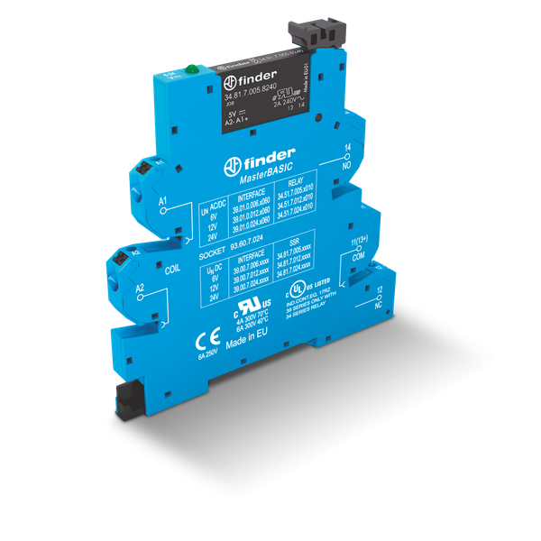 Rel. interface SSR MasterBASIC Push-IN In.12VDC/SEN/1NO Out.6A/24VDC (39.00.7.012.9024) image 1