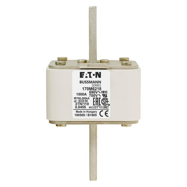 Fuse-link, high speed, 1500 A, AC 690 V, DIN 3, 76 x 90 x 139 mm, aR, DIN, IEC, type T indicator image 7