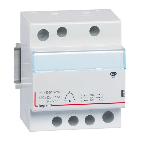 Bell transformer - 230 V/24V - 12 V - 24-18 VA - 4 mod image 1