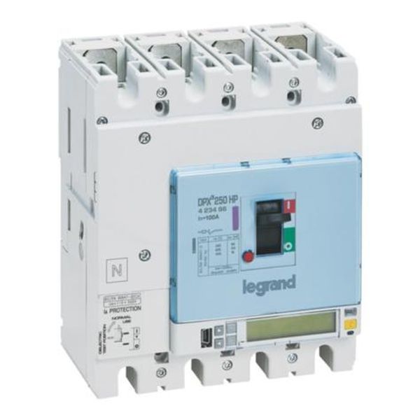 423496 Circuit breaker DPX3 250HP 4 poles,rated current of 100A and S10 electronic protection unit image 1