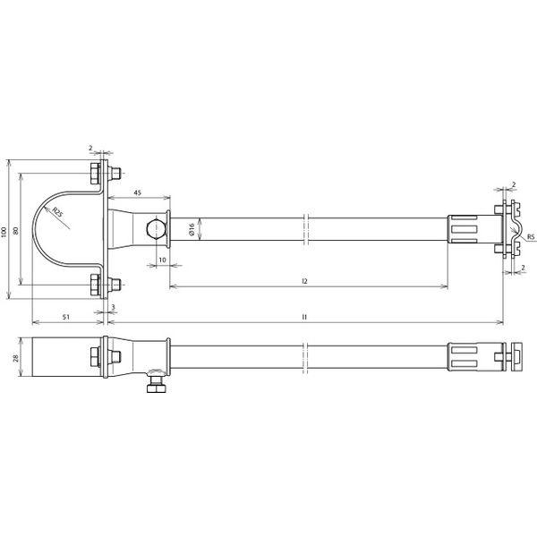 Spacer f. Rd 7-10mm L 1015mm with clamp D 50mm StSt f. DEHNiso image 2