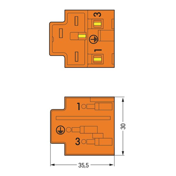 Male connector 3-pole orange image 3