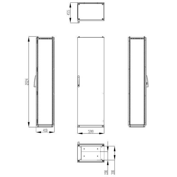 Modular enclosure 1 door IP55 H=2000 W=600 D=400 mm image 4