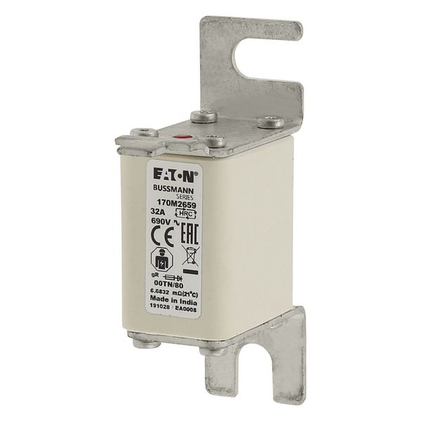 Fuse-link, high speed, 32 A, AC 690 V, DIN 00, 30 x 67 x 100 mm, gR, DIN, IEC, single indicator image 8