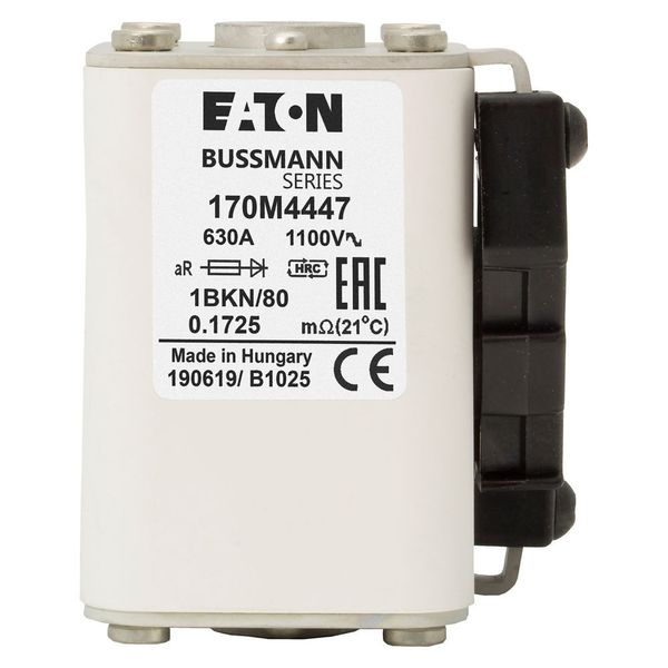 Fuse-link, high speed, 630 A, AC 1100 V, size 1, 53 x 69 x 80 mm, aR, IEC, UL, single indicator image 15