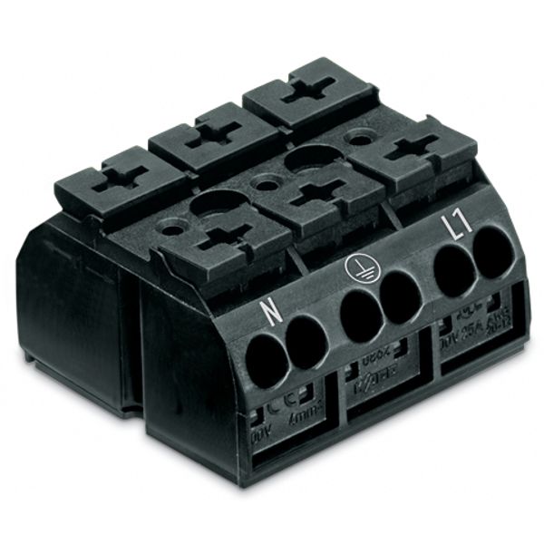 4-conductor chassis-mount terminal strip with ground contact N-PE-L1 b image 4