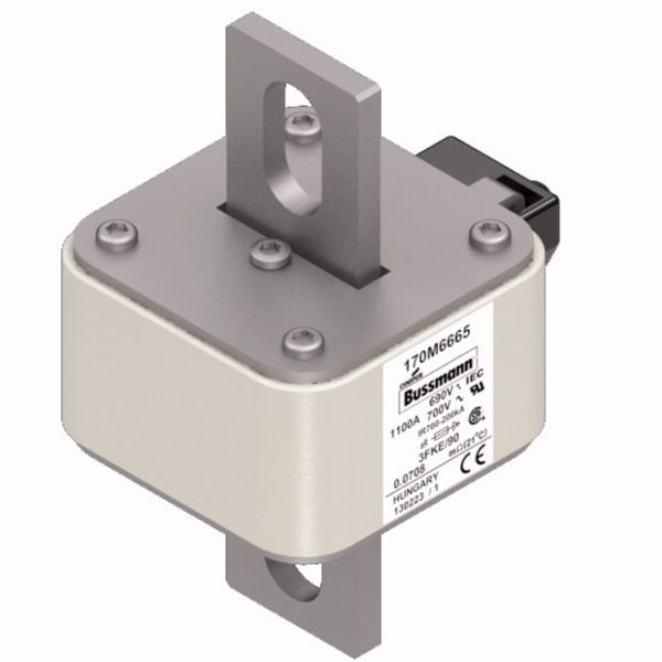 Fuse-link, high speed, 1100 A, AC 690 V, size 3, 76 x 92 x 135 mm, aR, IEC, UL, single indicator image 3