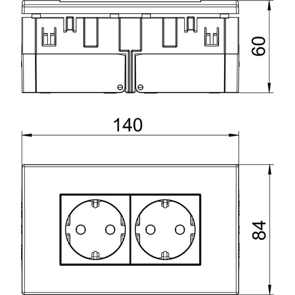 SDE-RW D0RT2 Socket unit for double Modul 45 84x140x59mm image 2