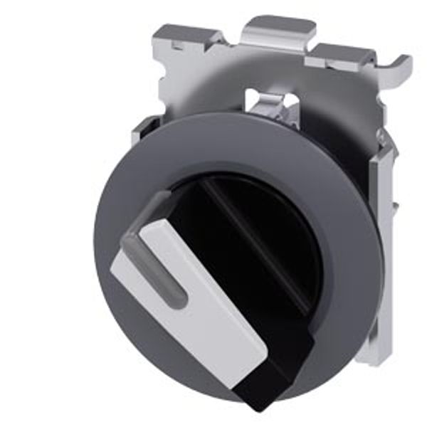 Selector switch, illuminable, 30 mm, round, Metal, matte, white, selector switch, short, front ring for flush installation,  3SU1062-2DC60-0AA0-Z Y11 image 2