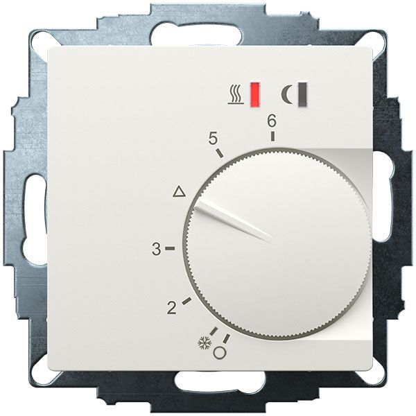 UP room controller, RAL9010 matt 55x55, 5-30C, AC 230V, 16 A relay output 1 NO contact, PWM / 2 point control, switch, TA, LED displays image 1