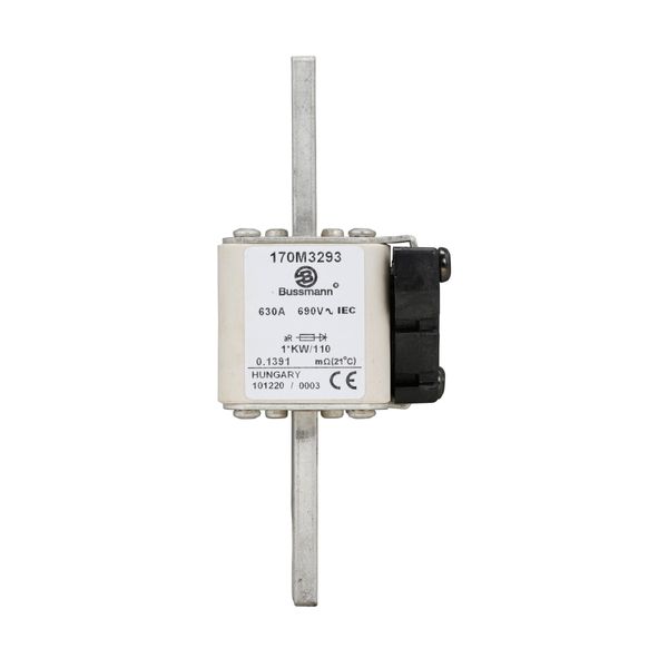 Fuse-link, high speed, 630 A, AC 690 V, compact size 1, 45 x 60 x 140 mm, aR, DIN, IEC, single indicator image 6