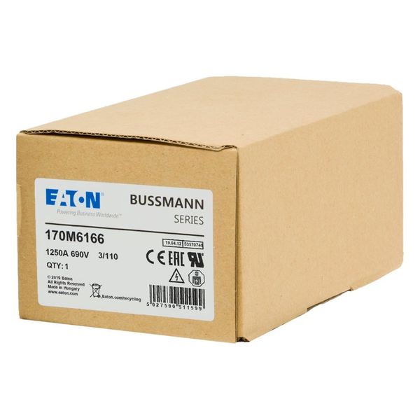 Fuse-link, high speed, 1250 A, AC 690 V, DIN 3, 76 x 90 x 139 mm, aR, DIN, IEC, single indicator image 11