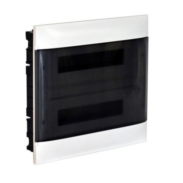 2X18 module recessed box - Smoked door - Without terminal block - Dry wall image 1