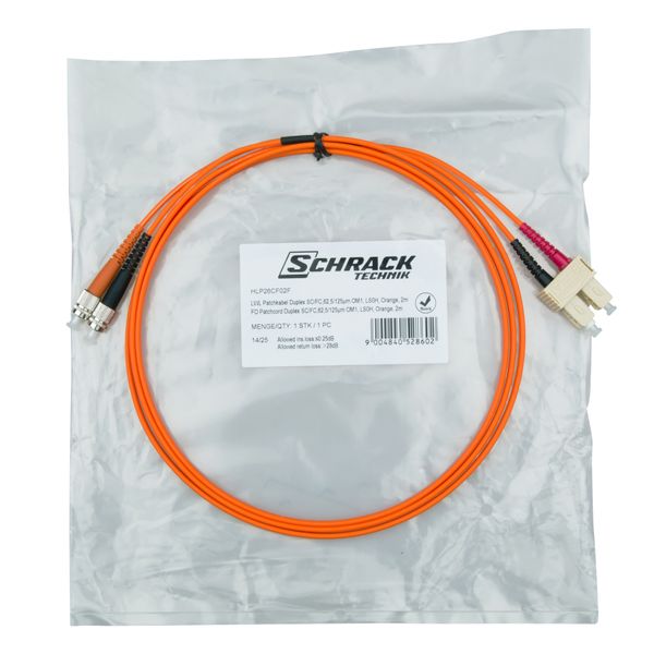 FO Patchcord Duplex SC/FC,62,5/125æm OM1, LS0H, orange, 2m image 3