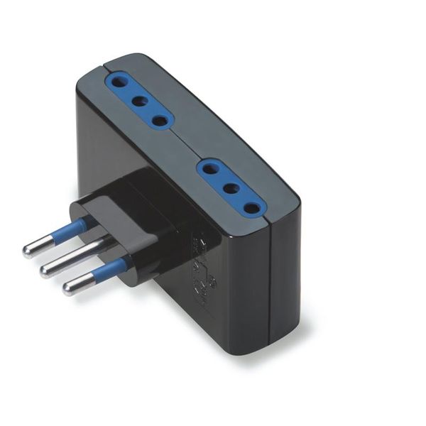 4-WAY ADAPTOR 2P+E 10A BLACK image 1