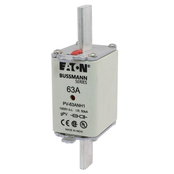 Fuse-link, high speed, 63 A, DC 1000 V, NH1, gPV, UL PV, UL, IEC, dual indicator image 14