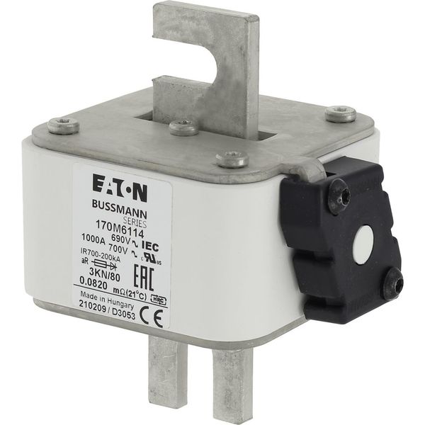 Fuse-link, high speed, 1000 A, AC 690 V, DIN 3, 76 x 92 x 109 mm, aR, DIN, IEC, single indicator image 6