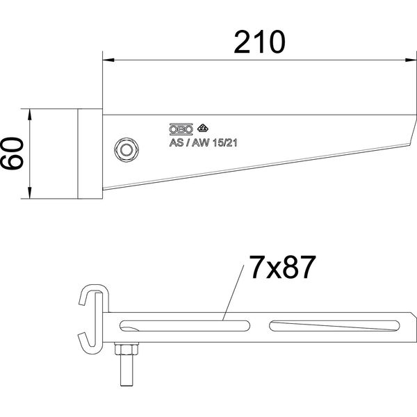 AS 15 21 FT Support bracket for IS 8 support B210mm image 2