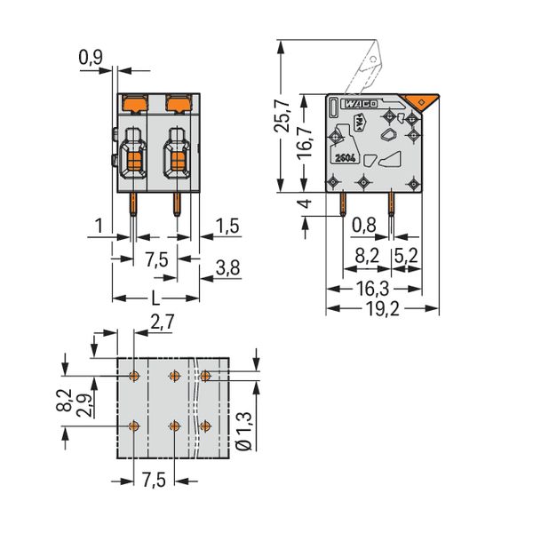 PCB terminal block lever 4 mm² gray image 6