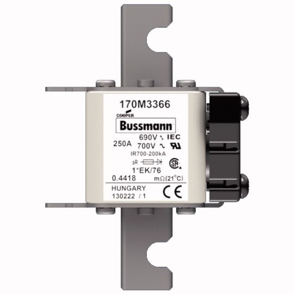 Fuse-link, high speed, 250 A, AC 690 V, compact size 1, 45 x 59 x 102 mm, aR, IEC, UL, single indicator image 1