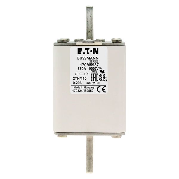 Fuse-link, high speed, 550 A, AC 1000 V, DIN 2, 59 x 75 x 138 mm, aR, DIN, IEC, single indicator image 15