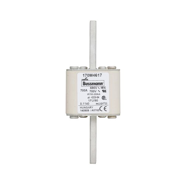 Fuse-link, high speed, 700 A, AC 690 V, size 1, 53 x 69 x 136 mm, aR, IEC, UL, no indicator, 90 mm centers image 14