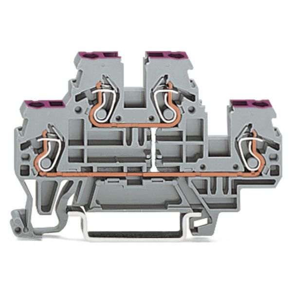 Double-deck terminal block 4-conductor through terminal block L gray image 1