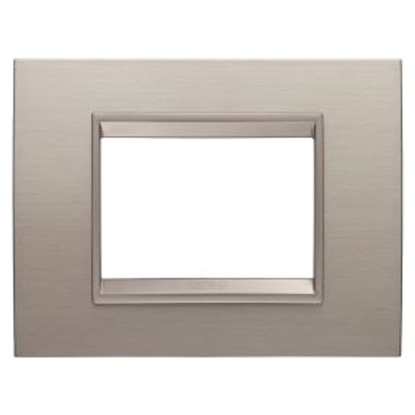 LUX PLATE - IN METAL - 3 MODULES - BRUSHED ALUMINIUM - INNER FRAME MATT LIGHT BRONZE - CHORUSMART image 1