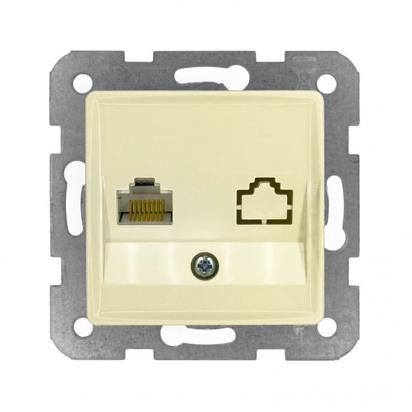 Linnera-Rollina One Gang Data Socket (CAT5) Beige image 1