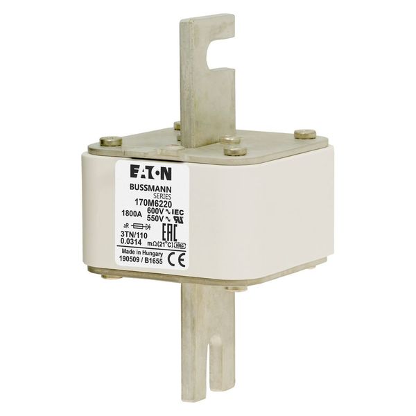 Fuse-link, high speed, 1800 A, AC 600 V, DIN 3, 76 x 90 x 139 mm, aR, DIN, IEC, type T indicator image 7