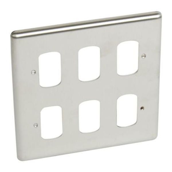 Front plate - 6 Grid module -2x2 gang -Synergy™ Authentic - brushed stainless steel image 1