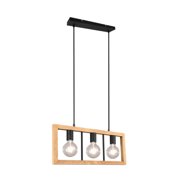 Agra pendant 3-pc E27 matt black/wood image 1