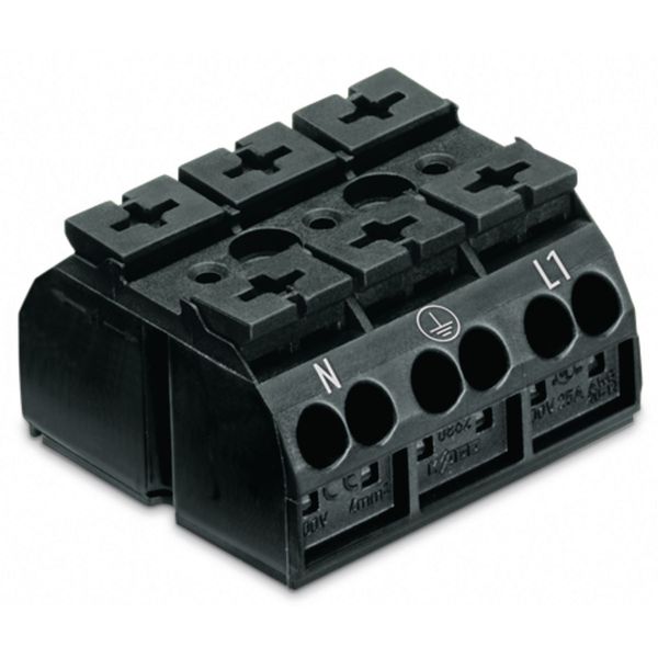 4-conductor chassis-mount terminal strip without ground contact N-PE-L image 1