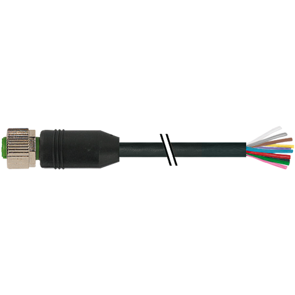 M12 female 0° A-cod. with cable PUR 12x0.14 bk  3.5m image 1
