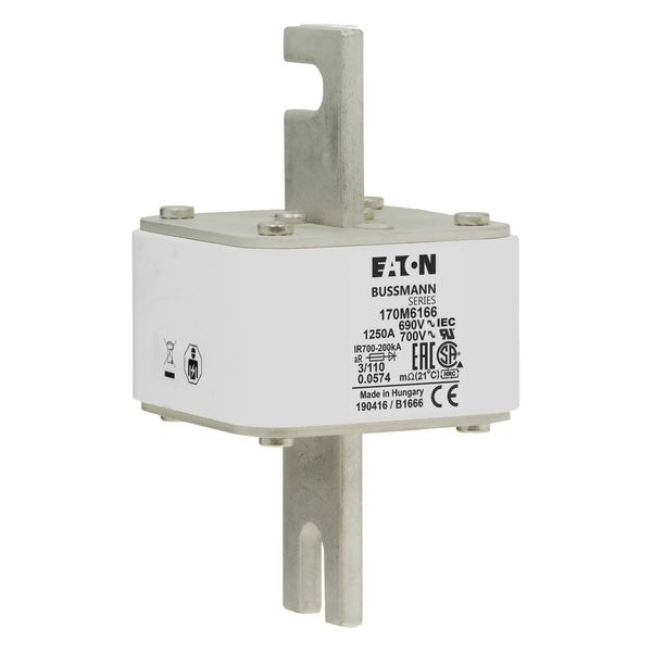 Fuse-link, high speed, 1250 A, AC 690 V, DIN 3, 76 x 90 x 139 mm, aR, DIN, IEC, single indicator image 10