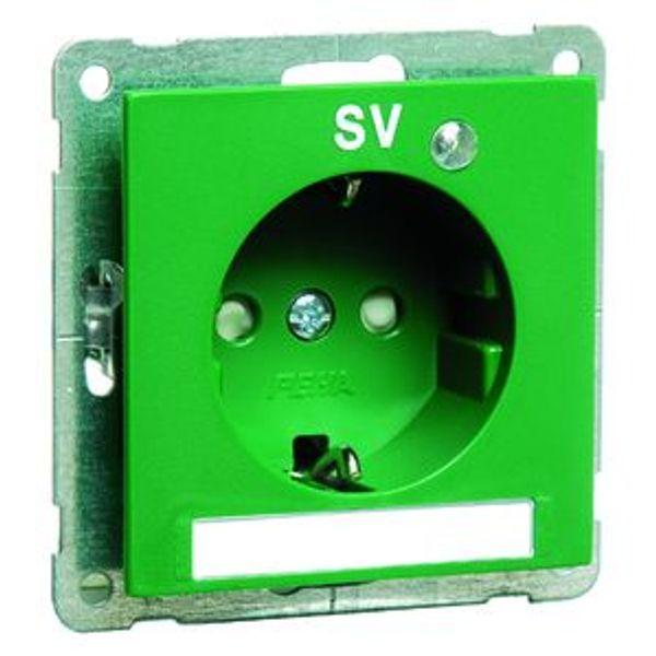 Steckdose SCHUKO, grün SV,Beschriftungsfeld, LED image 1