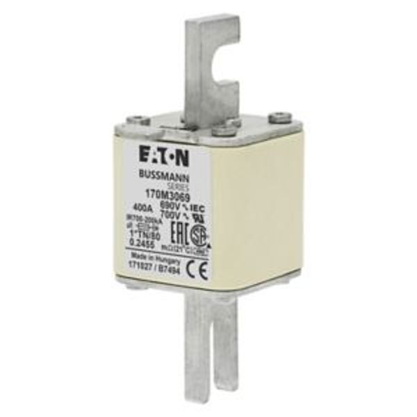 Fuse-link, high speed, 400 A, AC 690 V, compact DIN 1, 45 x 58 x 104 mm, aR, DIN, IEC, single indicator image 3