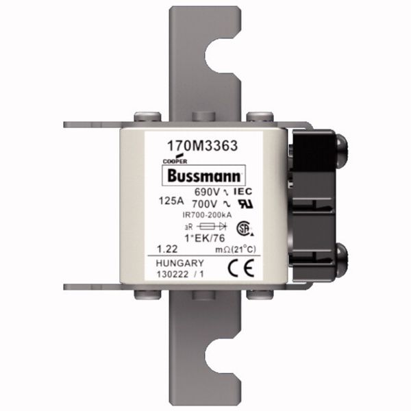 Fuse-link, high speed, 125 A, AC 690 V, compact size 1, 45 x 59 x 102 mm, aR, IEC, UL, single indicator image 1