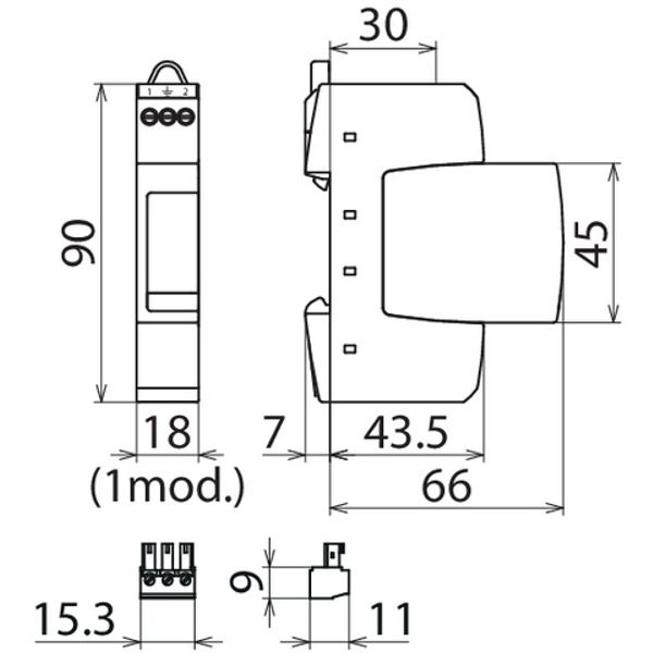 Surge arrester Type 3 DEHNrail M 2-pole 255V f. industr. electr. equip image 2