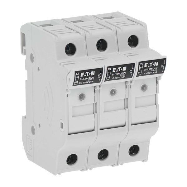 Fuse-holder, LV, 30 A, AC 600 V, 10 x 38 mm, CC, 3P, UL, indicating, DIN rail mount image 26